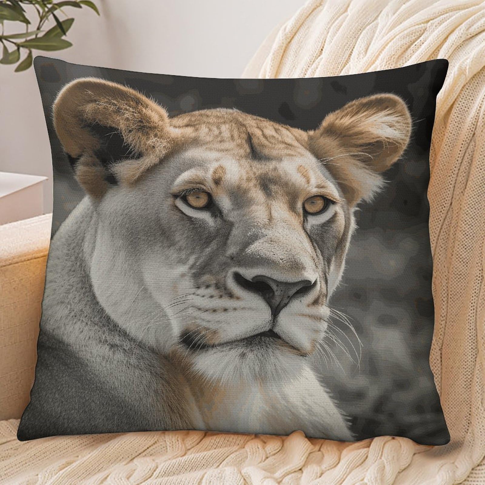 Fekiloot Style Lioness With Blue Green Eyes Pillowcase Pillow Sham Pillow Case