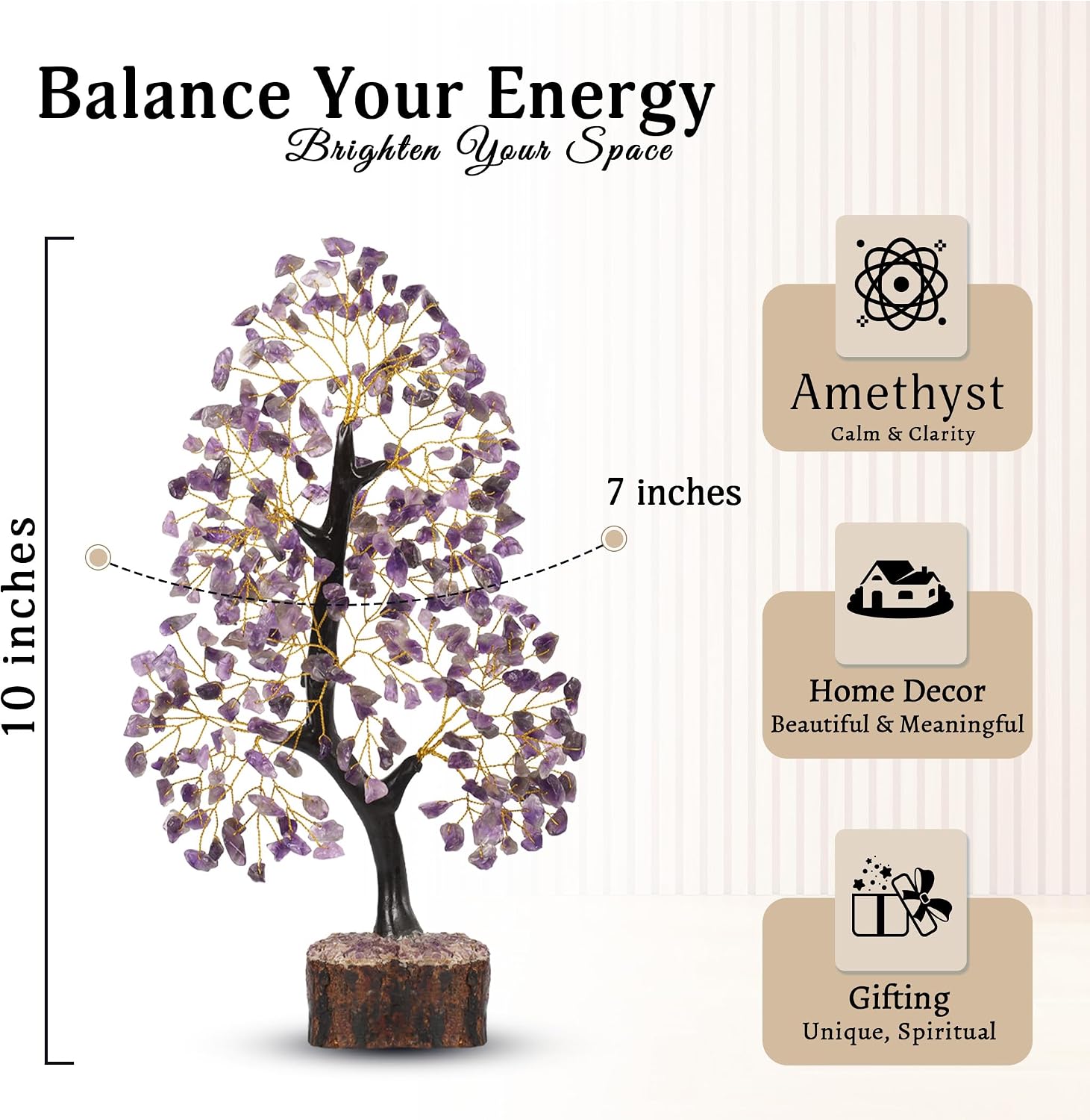Amethyst Crystal Tree of Life, Purple Tree, Crystal Decor, Chakra Tree, Healing Gifts for Women, Chakra Decor, Tree of Life Decor, Crystal Gifts for Women, Reiki Decor, Crystal Decorations 10-12 Inch image 2