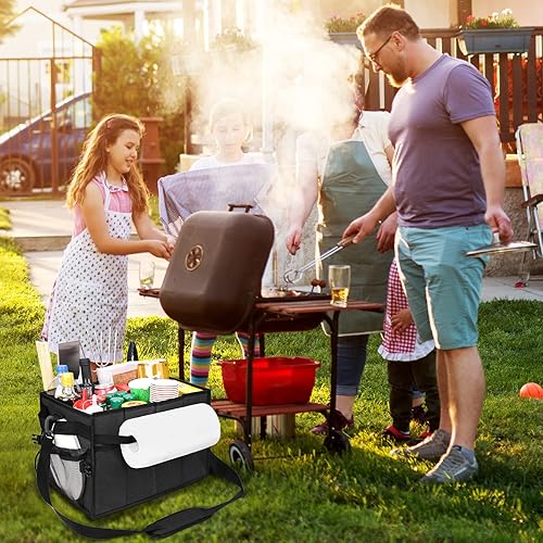 Miniatura 6 de Organizador grande para parrilla y pícnic, equipado con soporte para toallas de papel, condimentos, utensilios de barbacoa, plato, organizador de