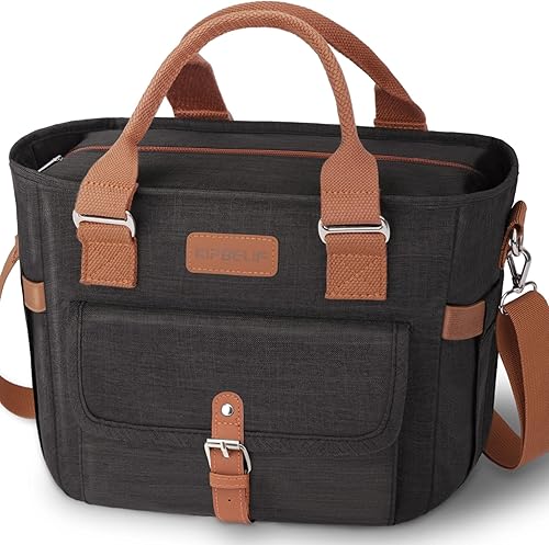 Miniatura 11 de Kipbelif - Bolsas de almuerzo aisladas bonitas y elegantes para mujeres – Lonchera grande y funcional para adultos, bolsa estilo bolso para trabajar