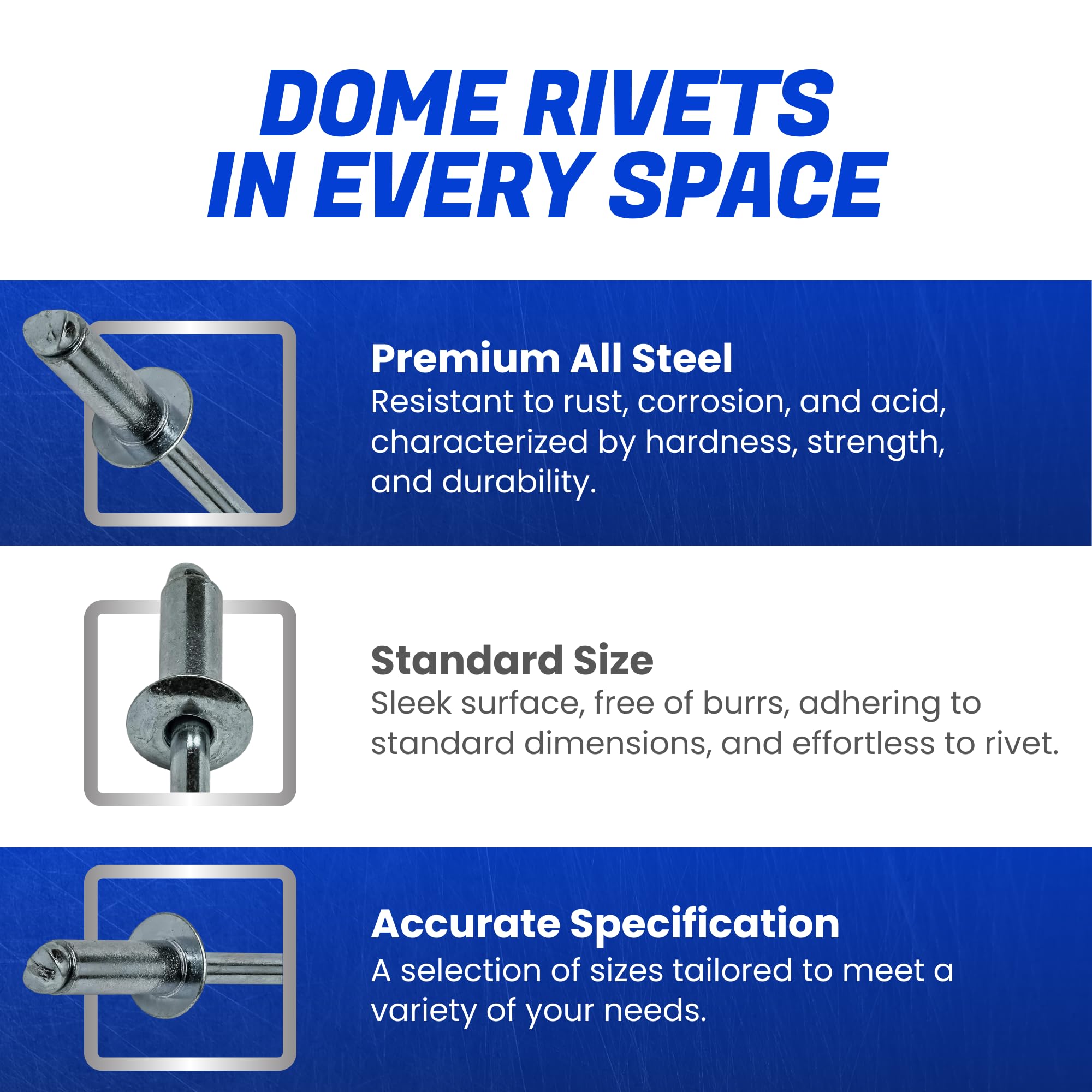 Fastenere Pop Rivets 3/16 X 1/4 - Flat Countersunk Head Blind Rivets 50 Pack By Fastenere Steel Pop Rivets