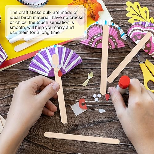 Miniatura 5 de BBTO 3000 unidades de palitos de madera para manualidades de 4.5 pulgadas, palillos de helado, palillos de depilación, depresor de lengua,