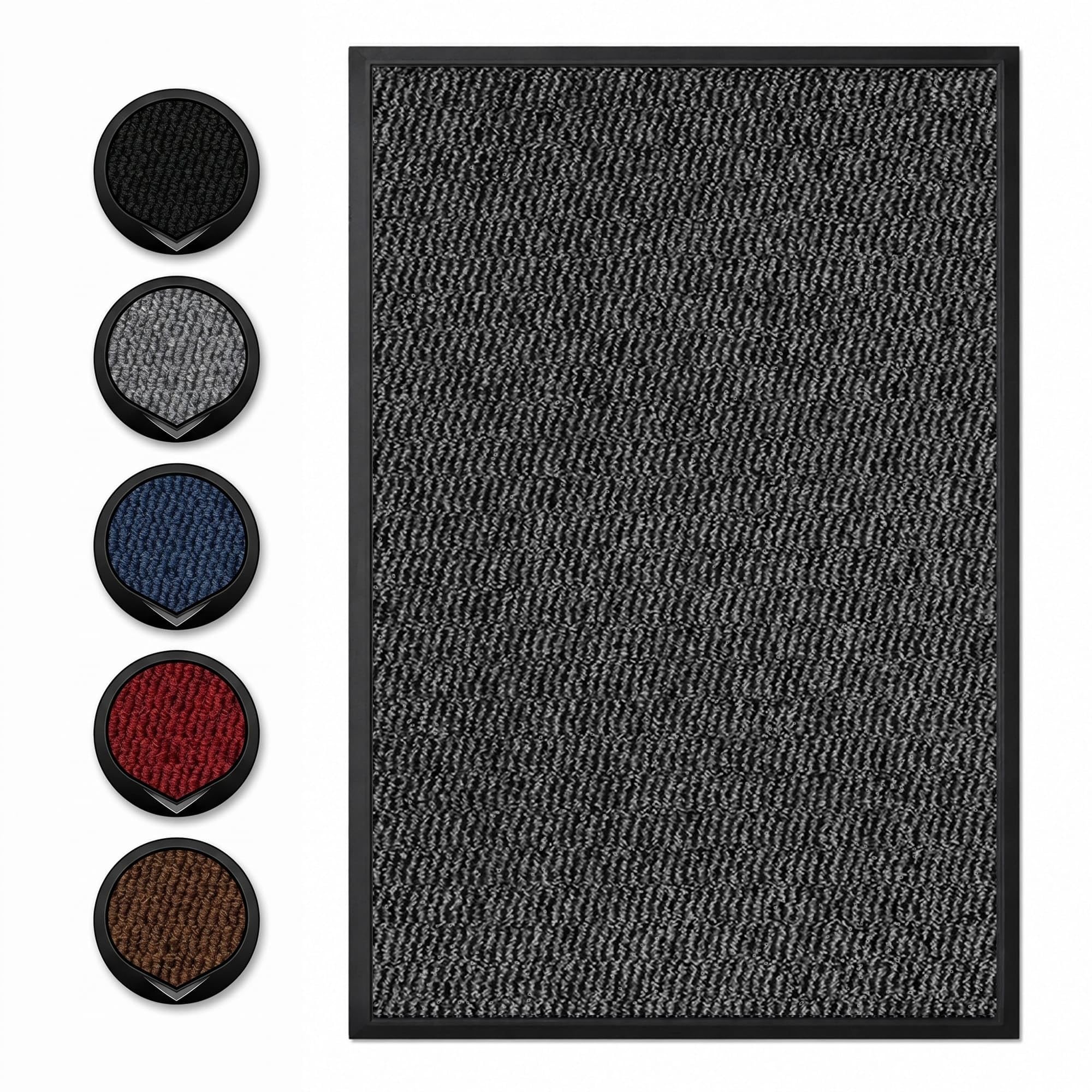 RR Rugs Sunny Indoor & Outdoor Washable Doormat - Non-Slippery, Heavy Duty, Dust Grabbing, Low-Profile Floor Mats For Home and Commercial Use (Grey, 40x60 cm)