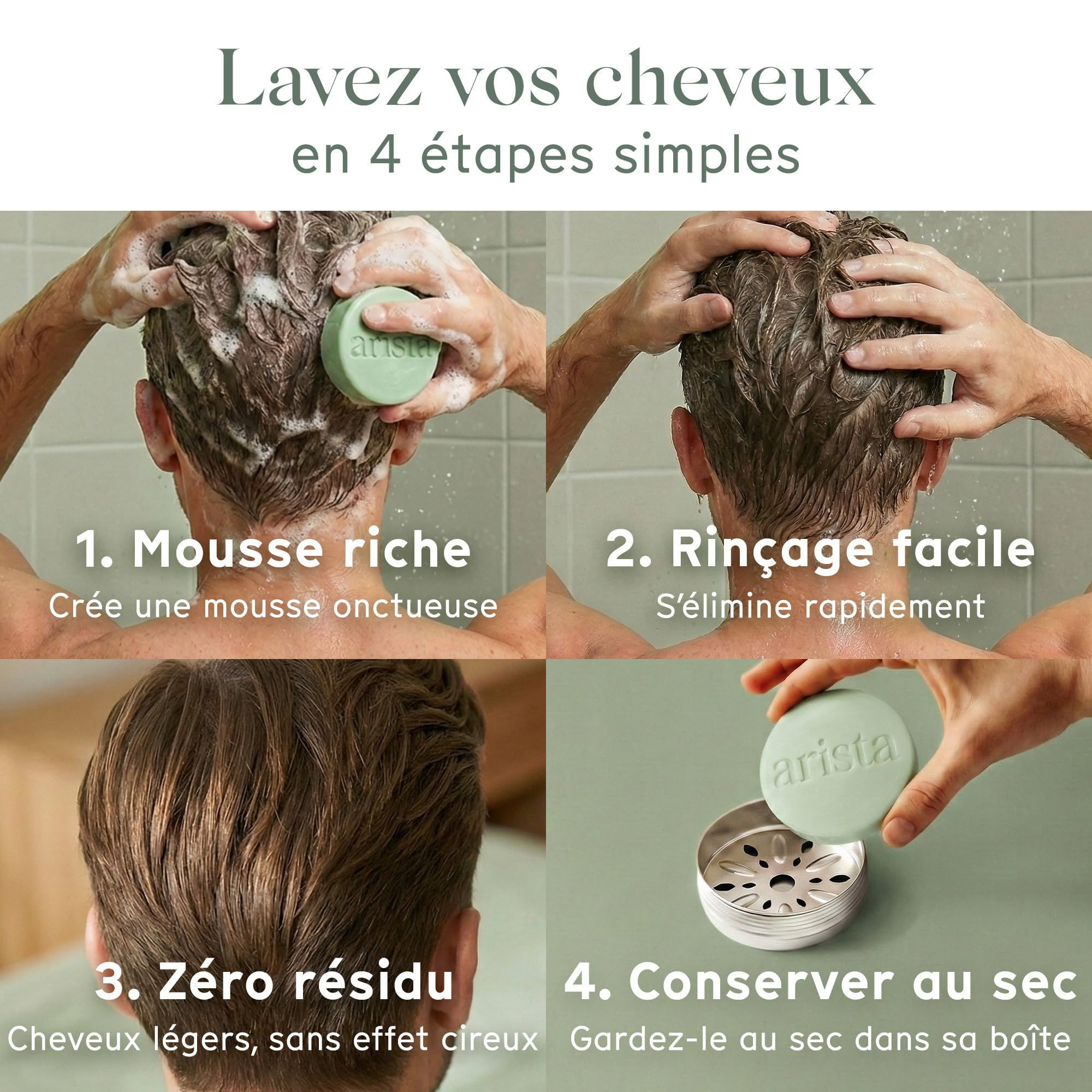 Arista Shampoing Solide Romarin & Biotine, Shampoing Volume Cheveux Fins et Plats, Apporte Volume et Légèreté, Favorise la Croissance, Sans Paraben, Sans Silicone, Sans Sulfate, Vegan (80 g)
