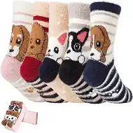 SISOSOCK 5 Pairs Fuzzy Soft Cozy Comfortable Socks for Women, Casual Sleep Comfy Socks, Perfect Warm Winter Gifts for Women