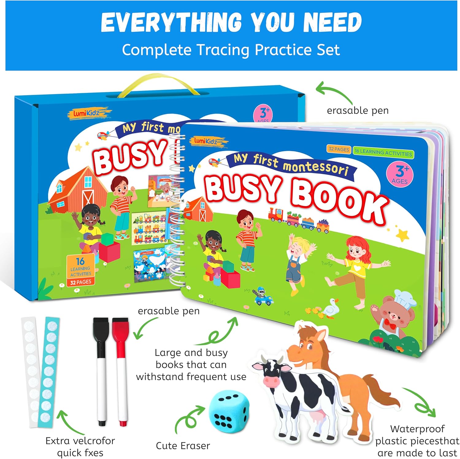Preassembled Montessori Busy Book for Toddlers Ages 3-5 | Preschool Learning Activities Binder with Autism Sensory Toys | Homeschool & Travel Toys | Gifts for 3 4 5 6 Year Old Boys & Girls - Image 4