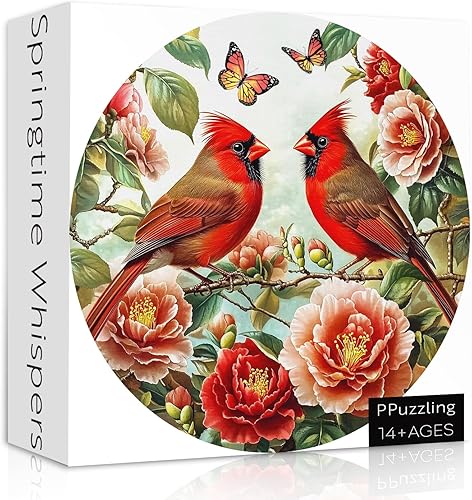 Miniatura 2 de Rompecabezas de pájaro floral vintage, 1000 piezas, redondo, alto nivel de habilidad, adultos