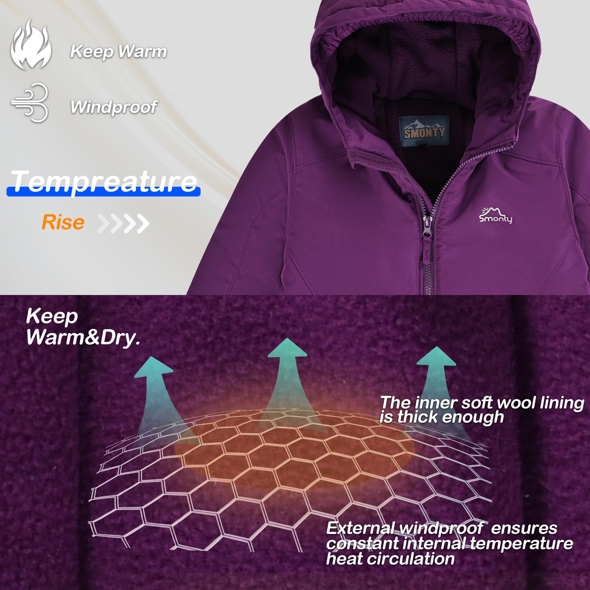 SMONTY COZY Combinaison de neige pour filles à capuche, déperlante, combinaison de ski, coupe-vent, combinaison d’hiver