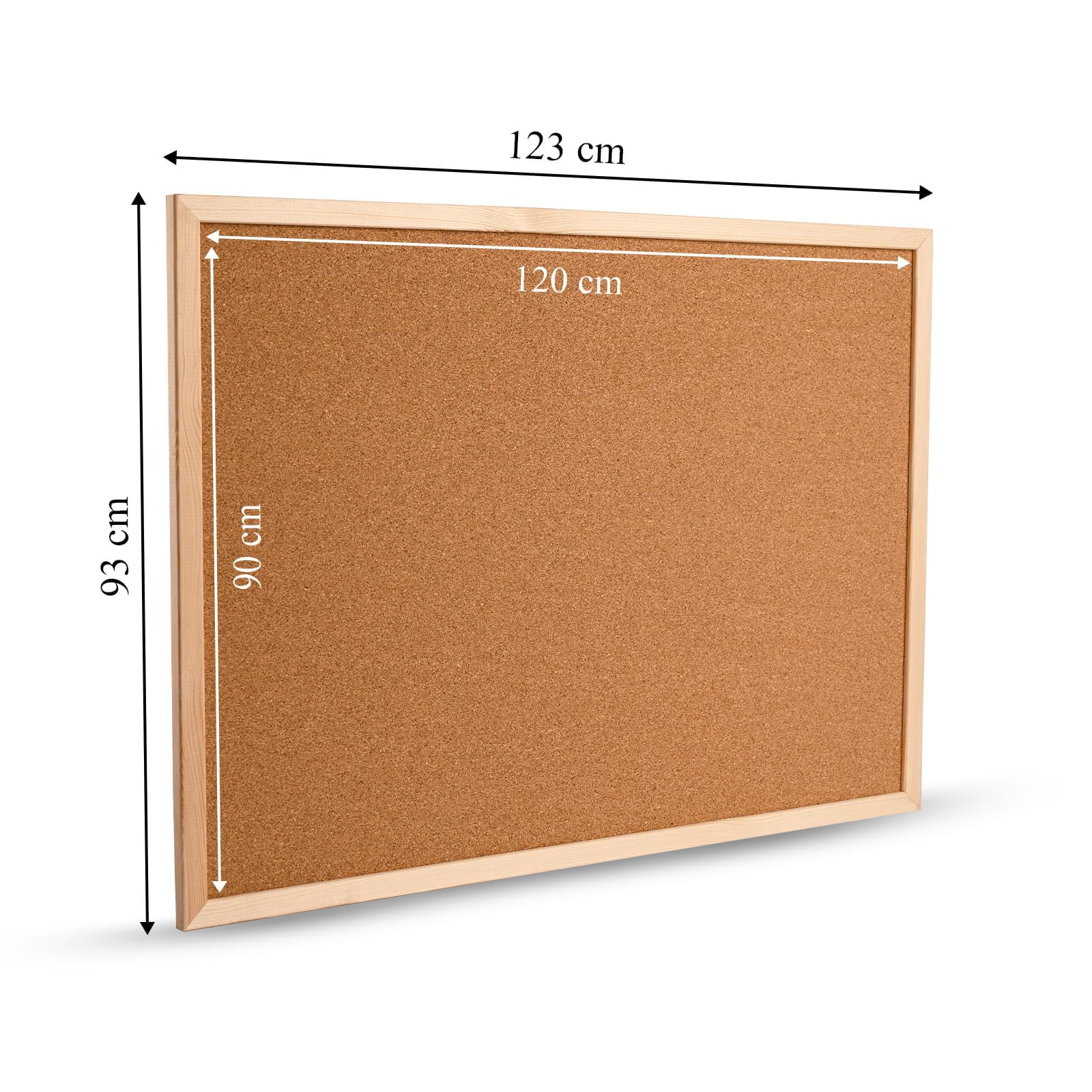 MG Design Tableau en liège avec cadre en bois 90 x 120 cm Naturel – organiseur pour notes, photos et plans pour la maison, le bureau et l'école
