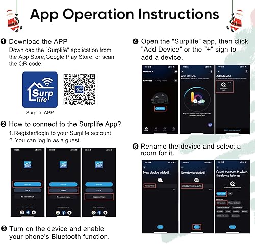 Miniatura 7 de Ollny Luces de Navidad inteligentes de 66 pies, 200 LED, aplicación de luces de árbol de Navidad que cambian de color y control remoto, cadena de