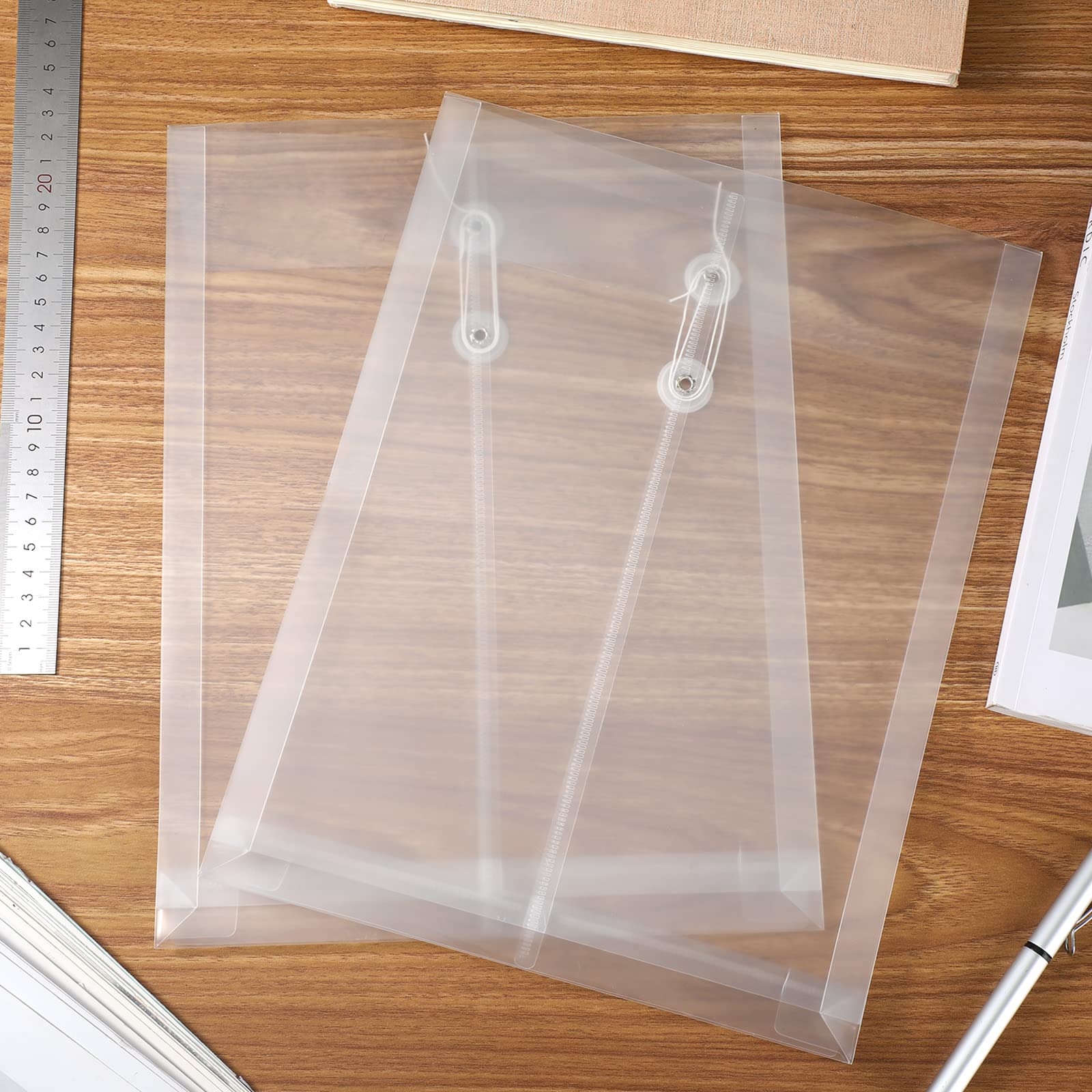 Transparente Kunststoff-Umschläge mit Kordelverschluss, erweiterbare Dokumentenmappe, wiederverwendbar, große Kapazität, für Schule, Büro und Zuhause, 50 Stück