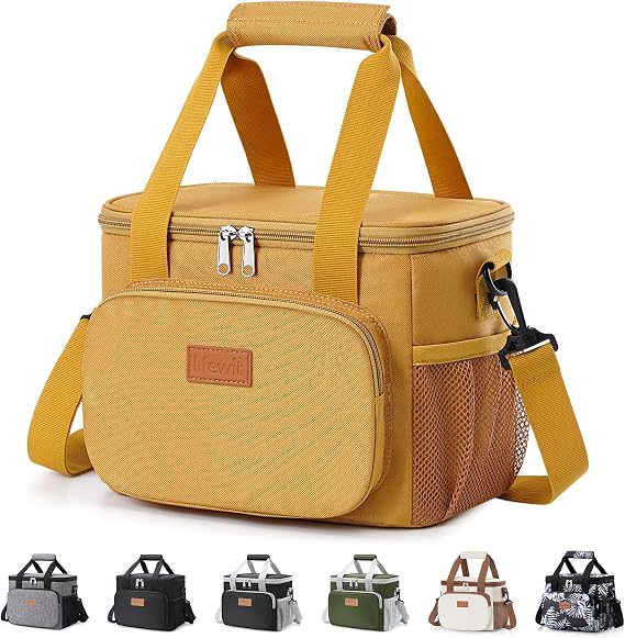 Lifewit Medium Lunch Bag, Insulated Lunch Box, Soft Cooler Cooling Tote for Adult Men Women, Brown 12-Can (9L)
