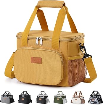 Lifewit Medium Lunch Bag, Insulated Lunch Box, Soft Cooler Cooling Tote for Adult Men Women, Brown 12-Can (9L)