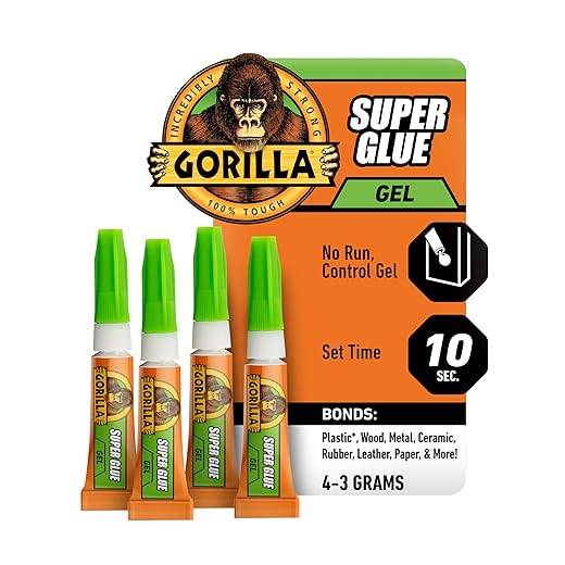 Gorilla Super Glue Gel, Four 3 Gram Tubes, Clear, (Pack of 1)