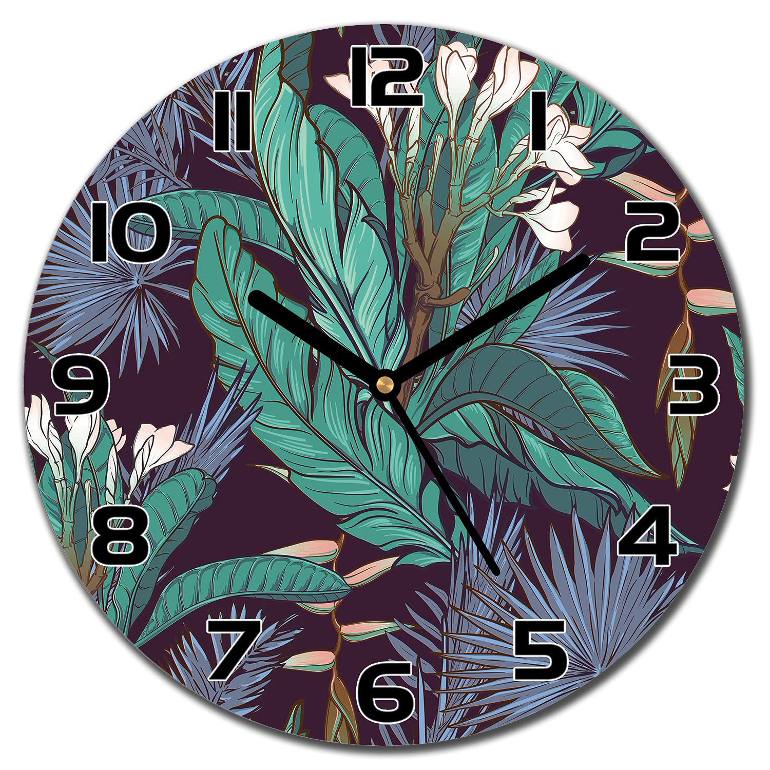 Horloge en verre de sécurité jungle moderne salon chic 30cm