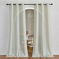 Vista 295 de NICETOWN Cortinas semitraslúcidas con textura de lino, con ojales, tratamiento de ventanas, cortinas verticales de lino con filtro de luz para sala