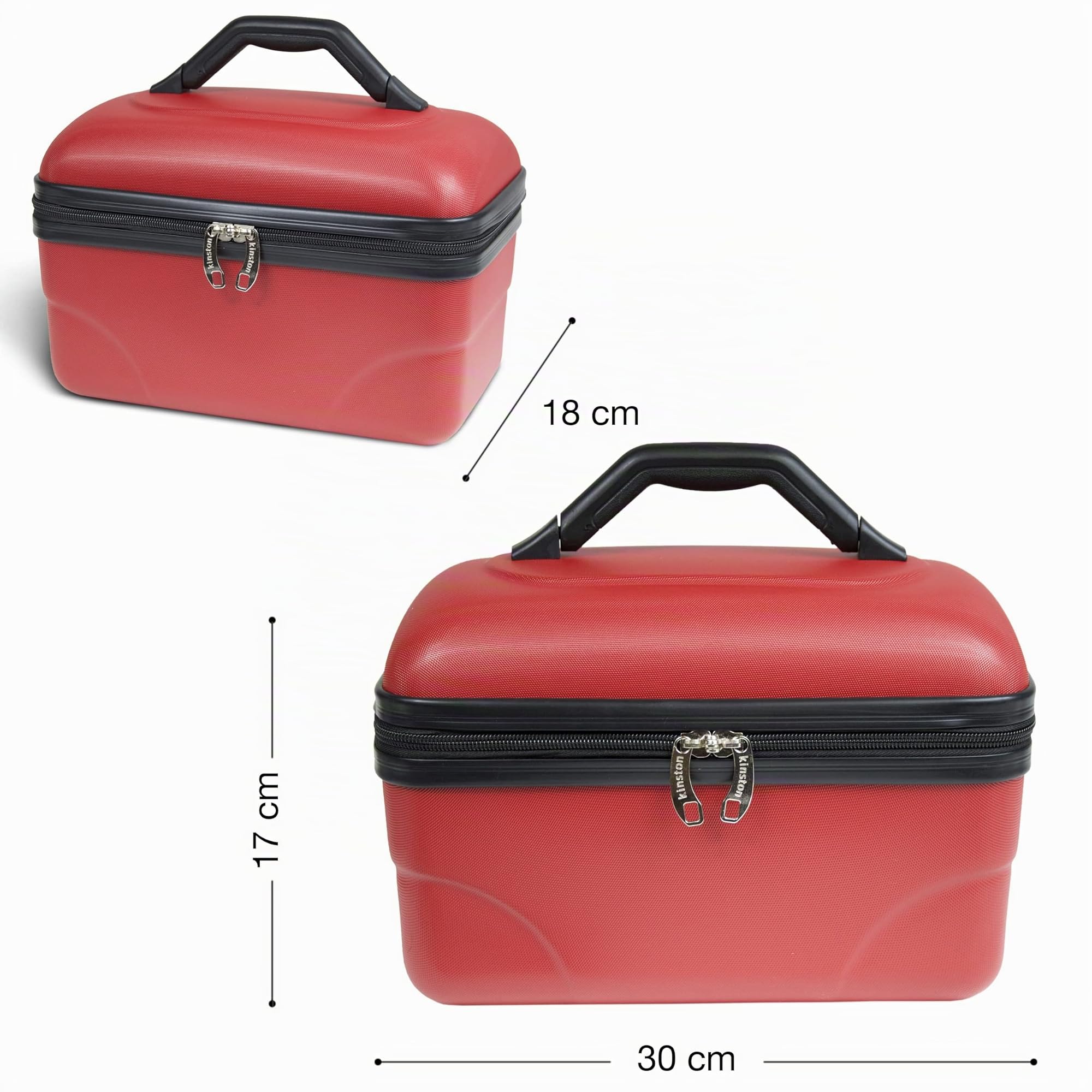 KINSTON Set de 2 Vanity Trousse de Toilette Voyage Cosmétiques, Rigide avec Poignée, Organisateur de Voyage, Boîte de Rangement - Grande capacité (Rouge)