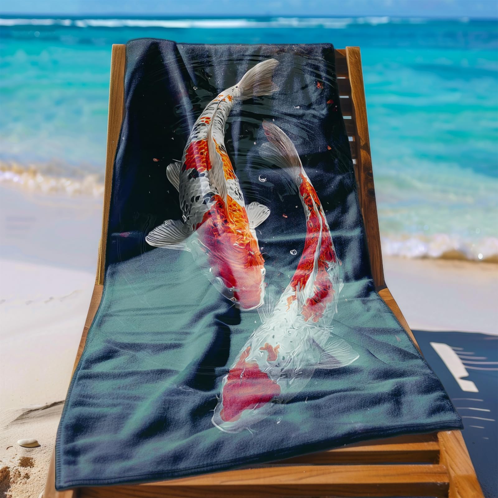 Générique Serviette de Plage XXL Carpe Rouge | Grande Taille Serviette de Plage et Douche Avec Elastique Microfibre Absorbante et Légère Sport Séchage Rapide