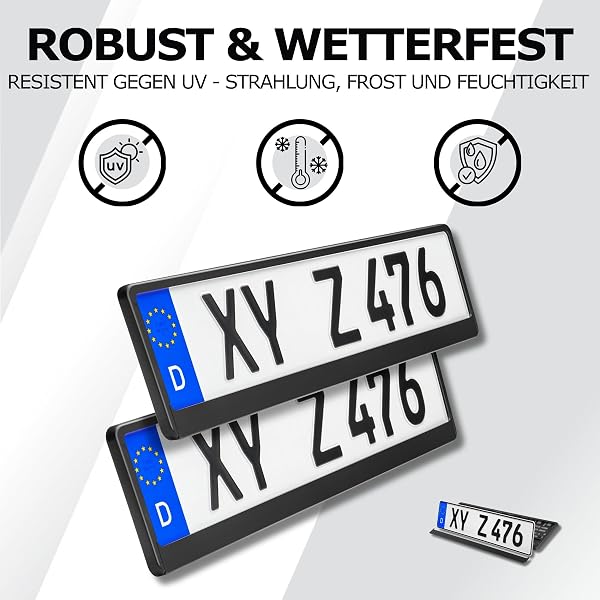 Kennzeichenhalter 2er Set schwarz - Robust & wetterfest für EU-Kennzeichen 520x110 mm - 3