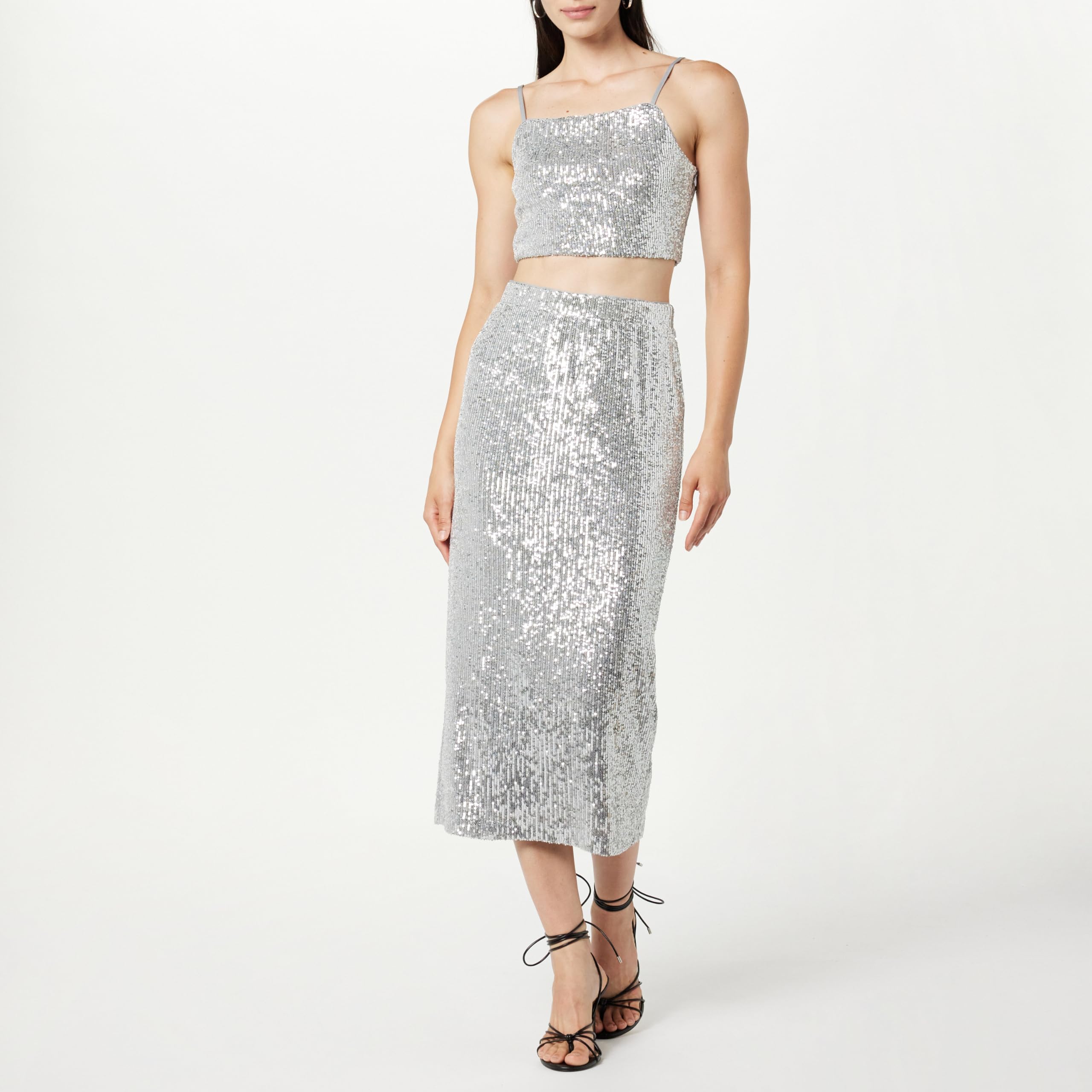 The Drop Gonna Midi Bianca con Paillettes Gonna Donna (Pacco da 1)