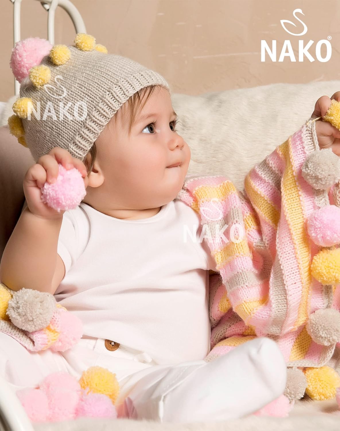 Nako Lüks Minnoş,Baby Knitting Yarn,(4Balls) Each Skein(Ball) 3.53 Oz (100g), %65 Premium Akrilik, %35 Polyamid,Knitting Yarn You Can Use in Autumn, Winter, Spring, Summer Seasons Cotton Candy 23069