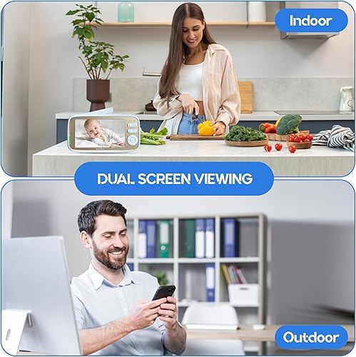 Miniatura 2 de Monitor inteligente para bebé, pantalla IPS HD de 5 pulgadas, alcance de 1500 pies, batería de 48 horas, ruidos blancos y canciones de cuna, cámara