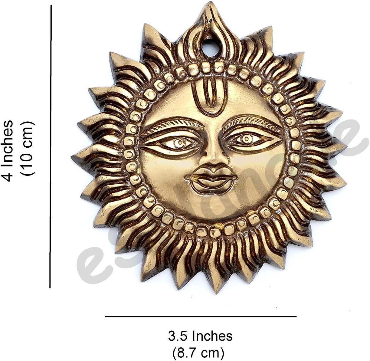 eSplanade 4 Brass Sun God Smiling Surya Bhagwaan Idol Statue Sculpture Wall Hanging