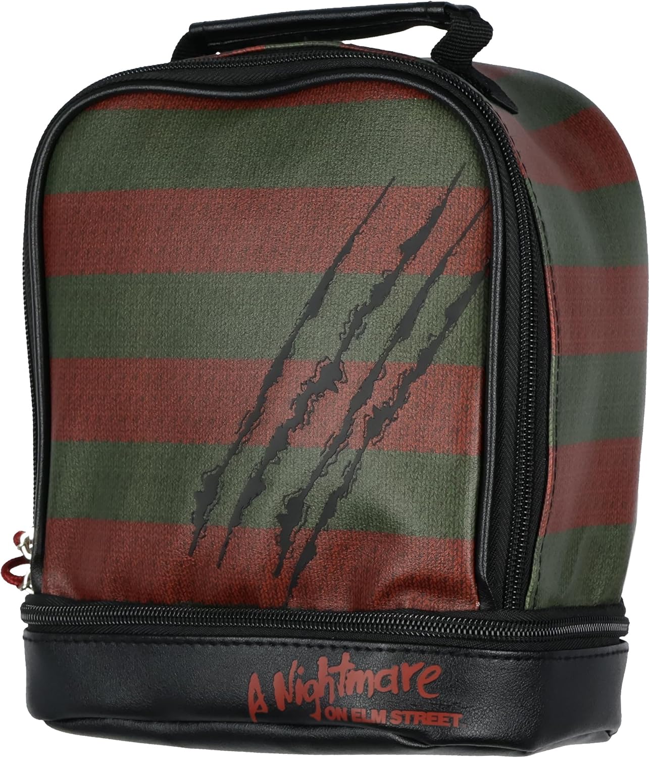Bioworld Nightmare on Elm Street Lunch Tote Freddy Krueger Slashes Dual Compartment Insulated Lunch Bag Tote For Hot And Cold Food, Drinks, And Snacks 10"