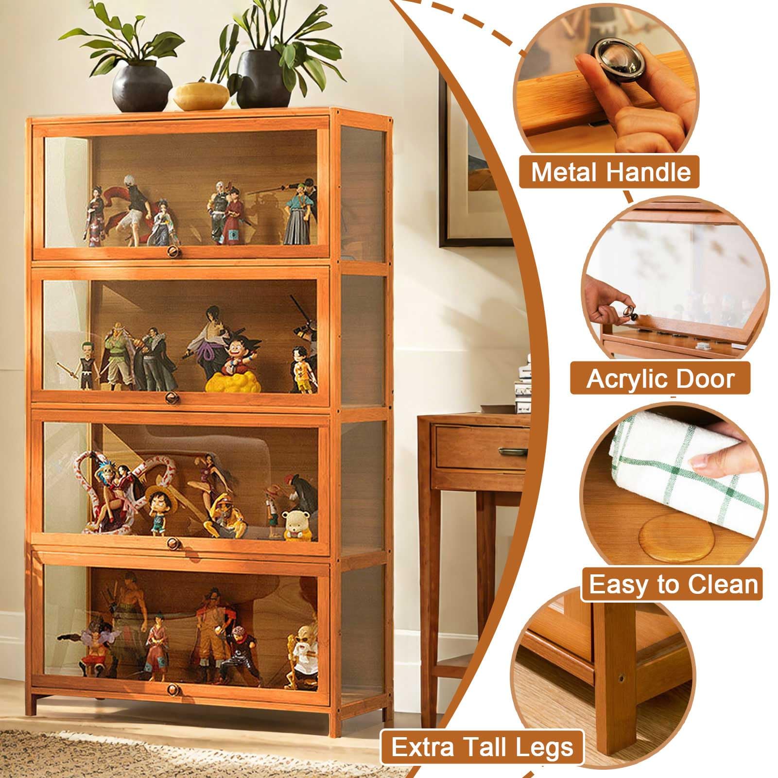Amazon.com: Curio Display Cabinet, 4-Tier Tall Bookcase with
