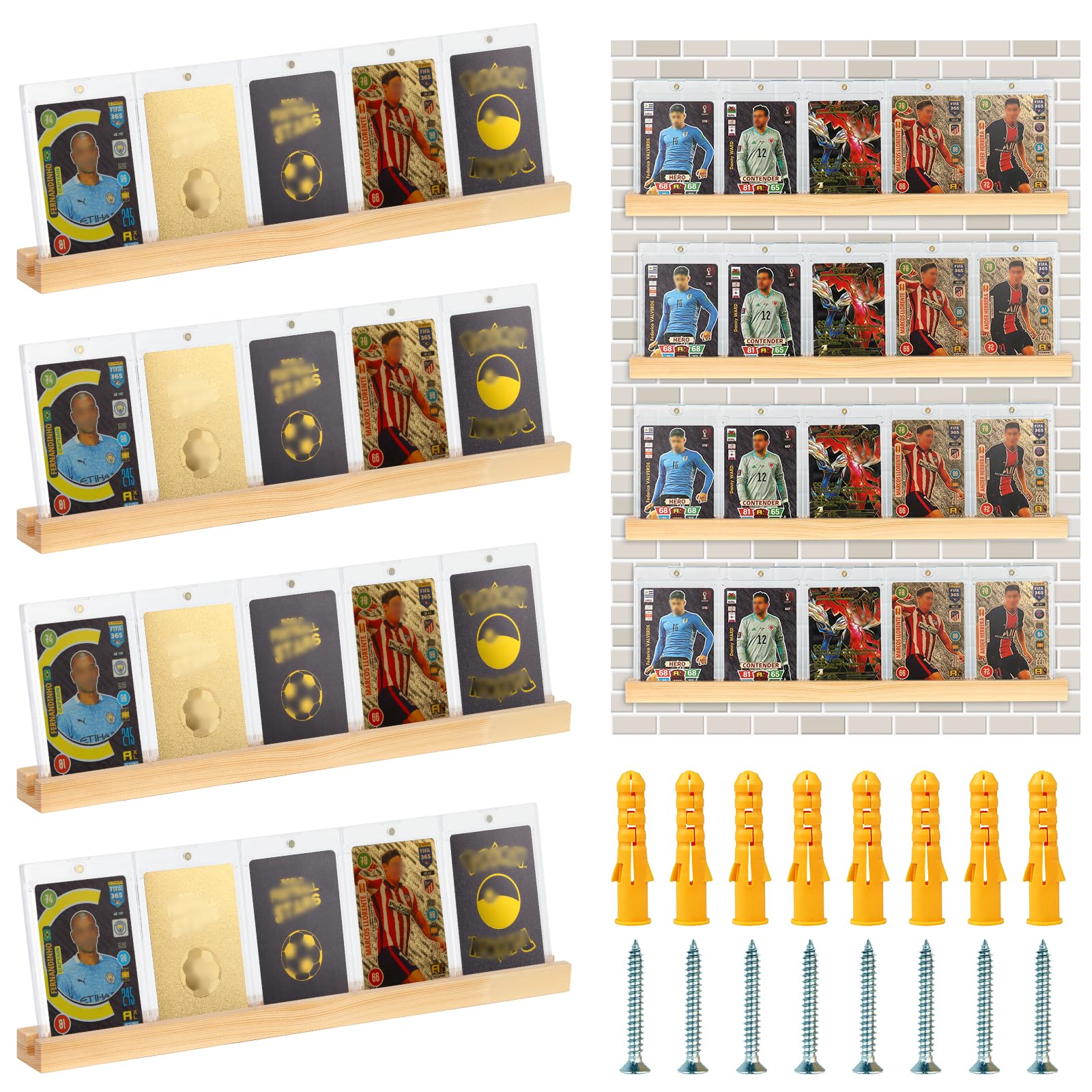 graded card display shelf Amazon.com: 4 Pack Sports Card Display Stand Wood Trading Card Rack  15*1.2*0.7 Inch Graded Card Display Shelf Baseball Card Frame Wall Display  Toploader Card Holder Display for Home Shop (No card) (Primary