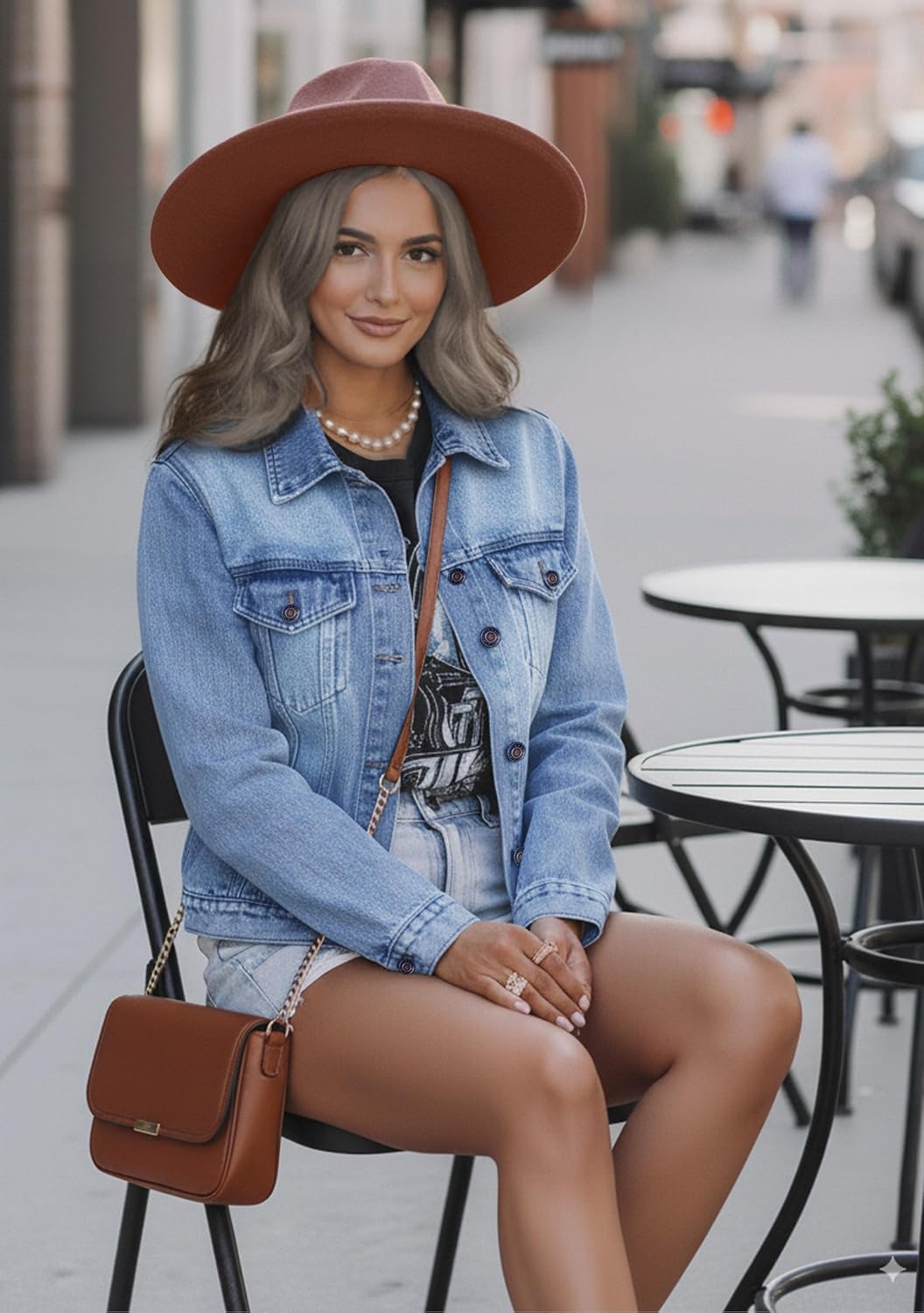 JMOJO 2026 Cropped Denim Jacket for Women Stretchy Fitted with 2 Pockets – Lightweight Trendy Short Jean Shacket - Image 5