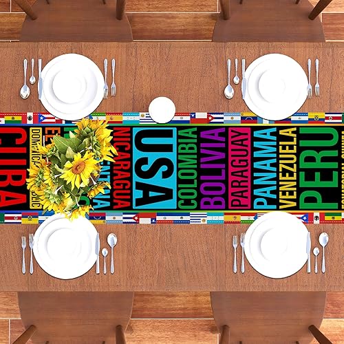 Miniatura 6 de Decoraciones del mes de la herencia hispana, camino de mesa nacional de 22 países de habla hispana, decoración y suministros del mes de la herencia
