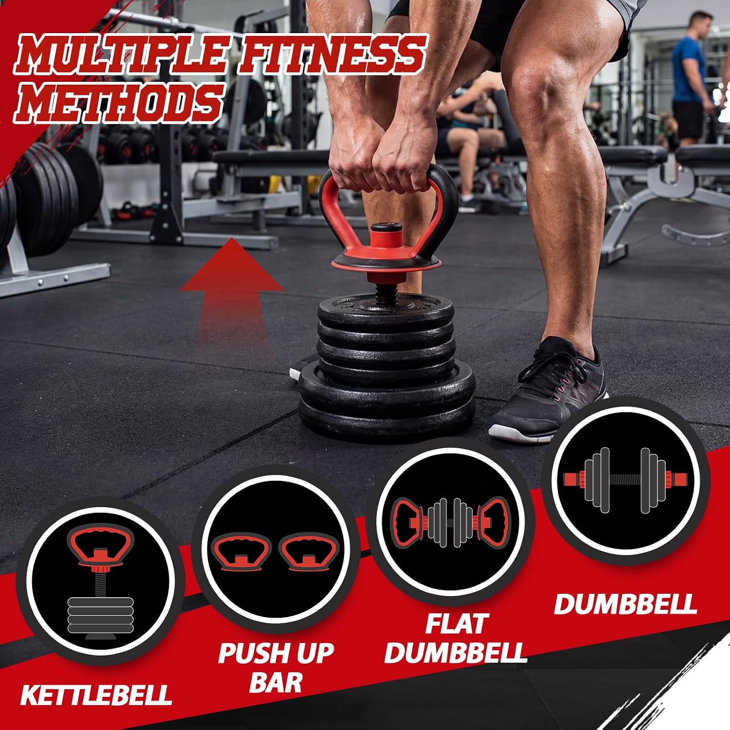 Foilswirl Adjustable Kettlebell Handle for Weight Plates and Dumbbells, Ergonomic Home Gym Fitness Materials for Strength Training, Durable Kettlebell Grip