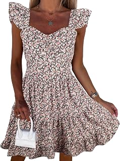 PRETTYGARDEN Women's Casual Summer Dress Floral Boho Ruffle Strap Backless Tiered Mini Short Beach Sun Dresses Price In India