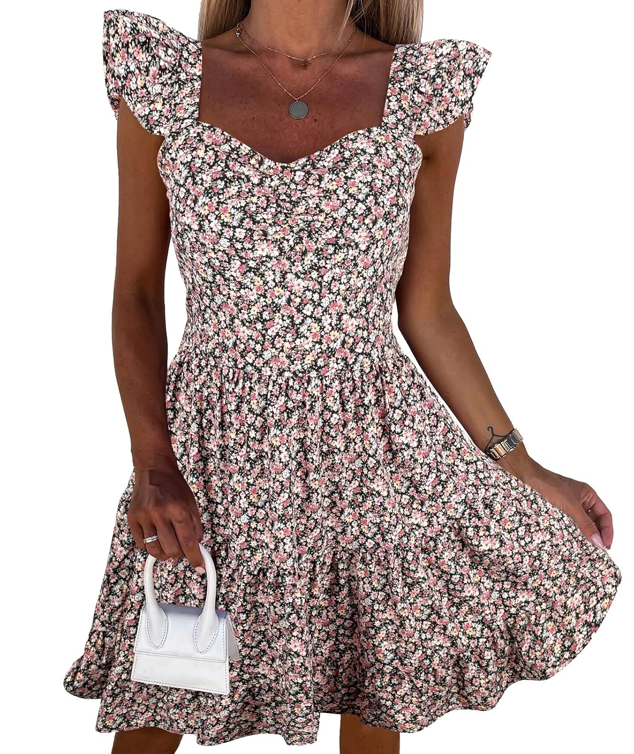 PRETTYGARDEN Women's Casual Summer Dress Floral Boho Ruffle Strap Backless Tiered Mini Short Beach Sun Dresses - Review, Price and Buying Guide