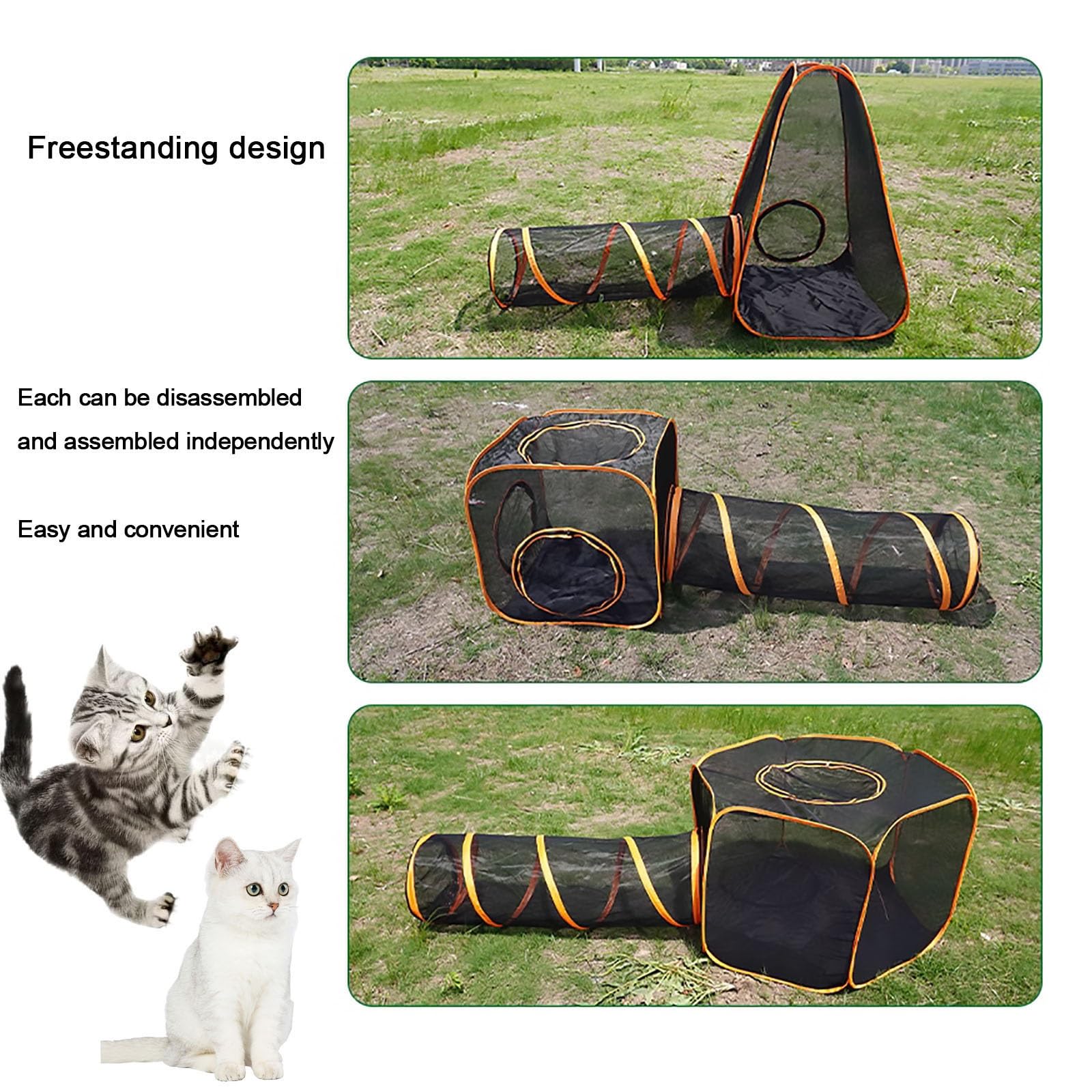 Túnel para Gatos 6 en 1, Recintos para Gatos al Aire Libre, Túnel de Empalme Libre para Recintos para Mascotas Plegables para Interiores y Exteriores, para Cachorros, Gatitos, Conejos, Cobayas