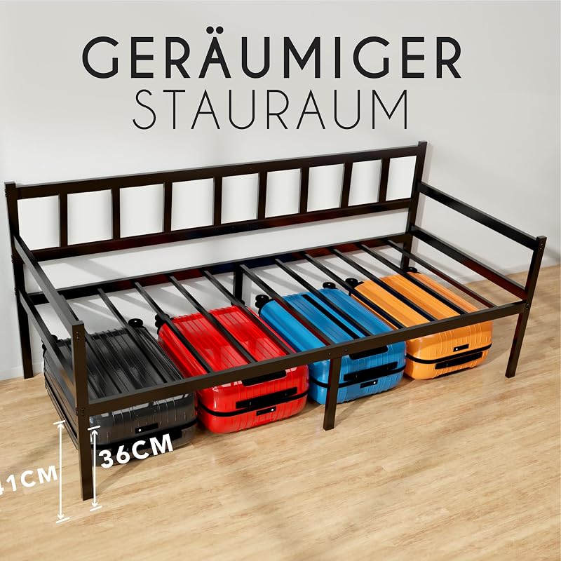 Dreamzie Day Bed 2-1 Fém Ágy - Kanapéágy 92x202 cm Fekete