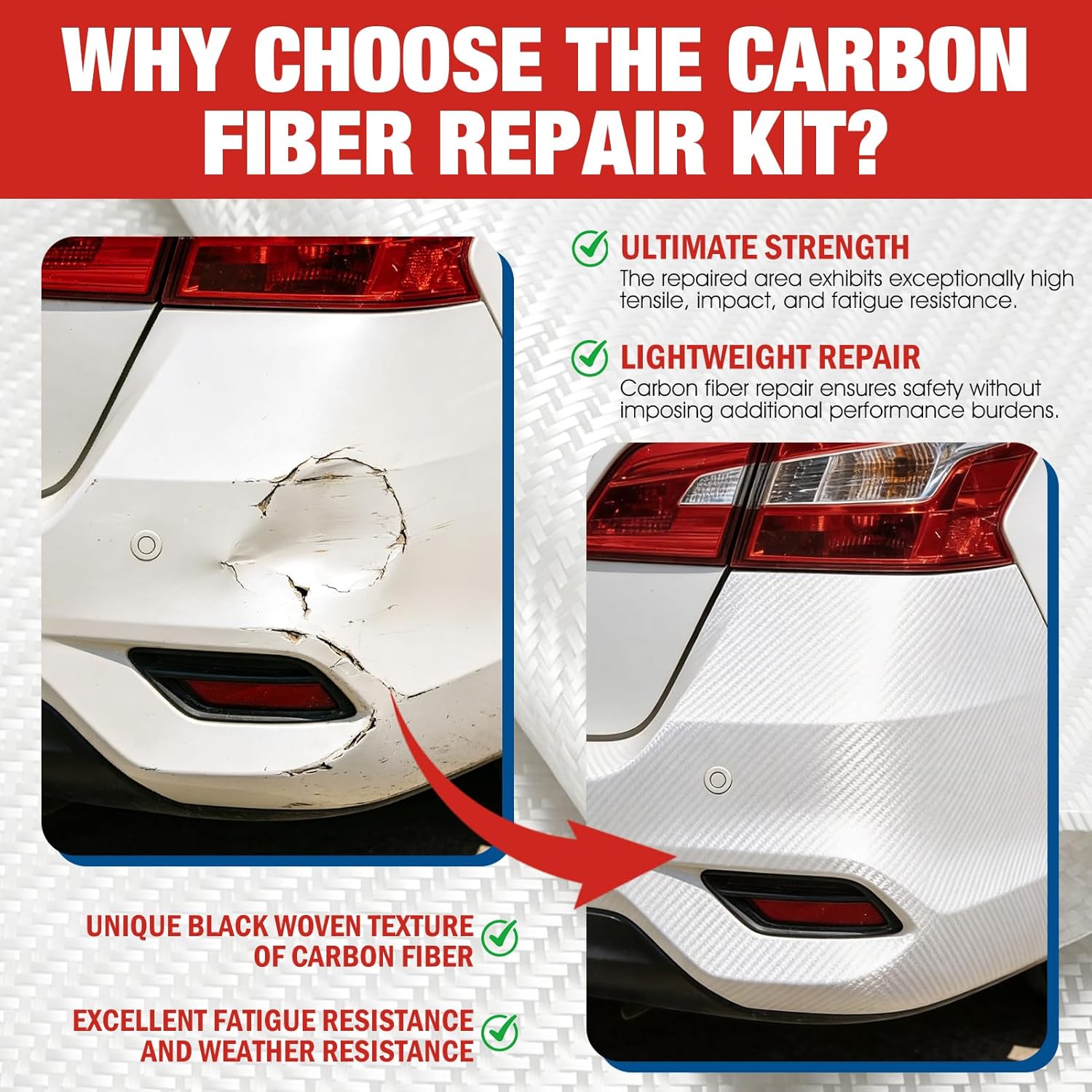 Carbon Fiber Repair Kit, Carbon Fiber Kit, 8" Twill Carbon Fiber Cloth, 100g Epoxy Resin and 27g Epoxy Hardener, Measuring Cups, Mixing Sticks and Brush for DIY Repairs on Cars, Furniture, Bikes, Boat