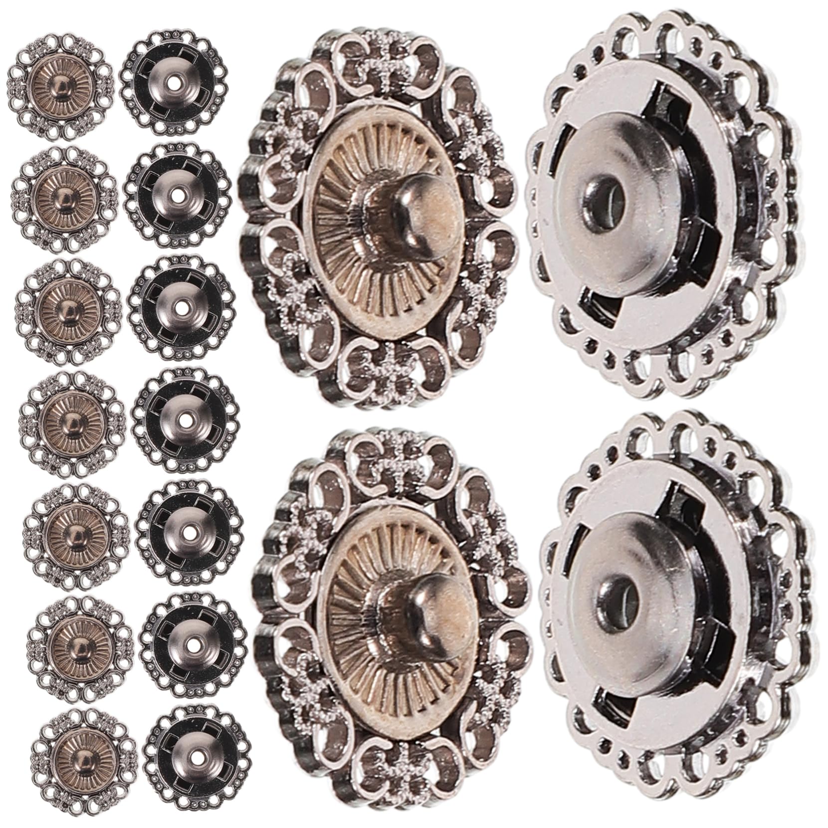 5 Juegos Botones De Abrigo Botón A Presión Broches Para Coser Botones De Presión De Vestir Pequeños A Presión Broches Para Tela Aleación De Zinc Black 25 Piezas * 5 NUOBESTY