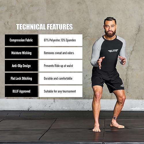 Miniatura 6 de Elite Sports MMA, BJJJ, No-Gi, protección de entrenamiento de manga corta