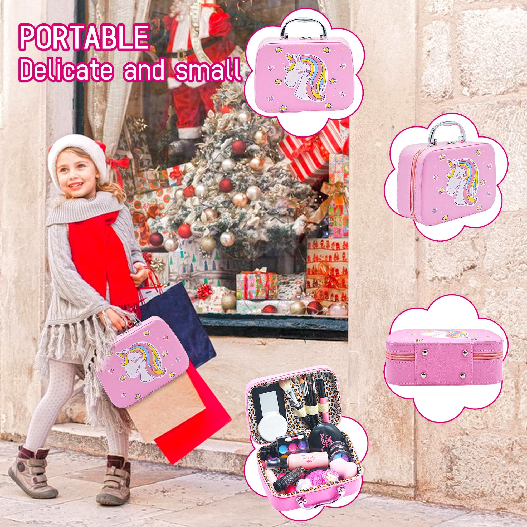 Kit Trucco Giocattolo In Legno Lonico Per Bambine 3-8 Anni – Valigetta Da Principessa Con Cosmetici Finti - 2