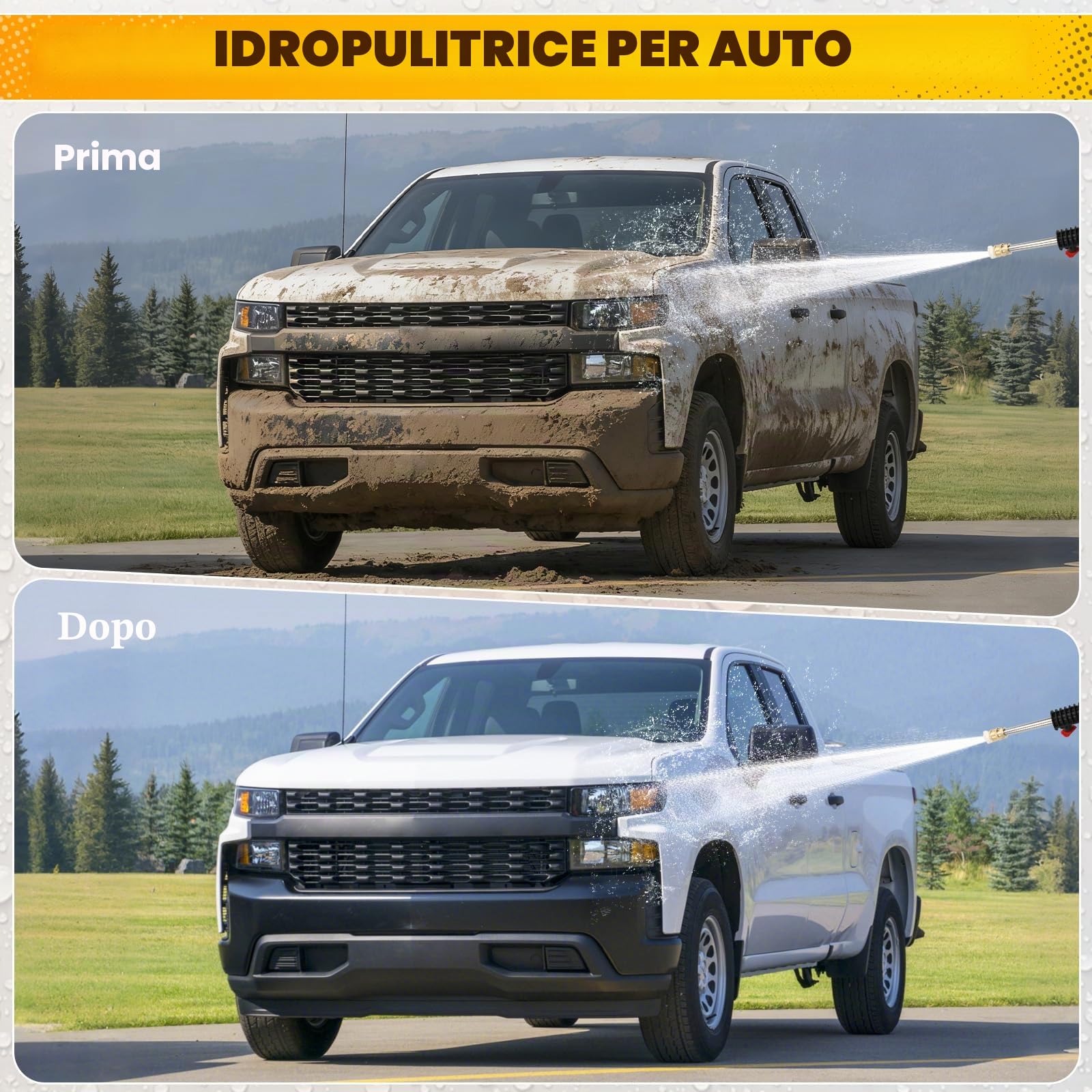 Idropulitrice ad alta Pressione, Pressione di lavoro 80 bar, portata 300 l/h, Idropulitrice portatile con ugello regolabile, per auto, recinzioni, terrazze, incl. tubo da 10 m