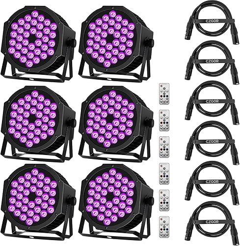 36 luces LED RGBW 4 en 1 par 6 paquetes y cable DMX de 3.9 pies, paquete de 6