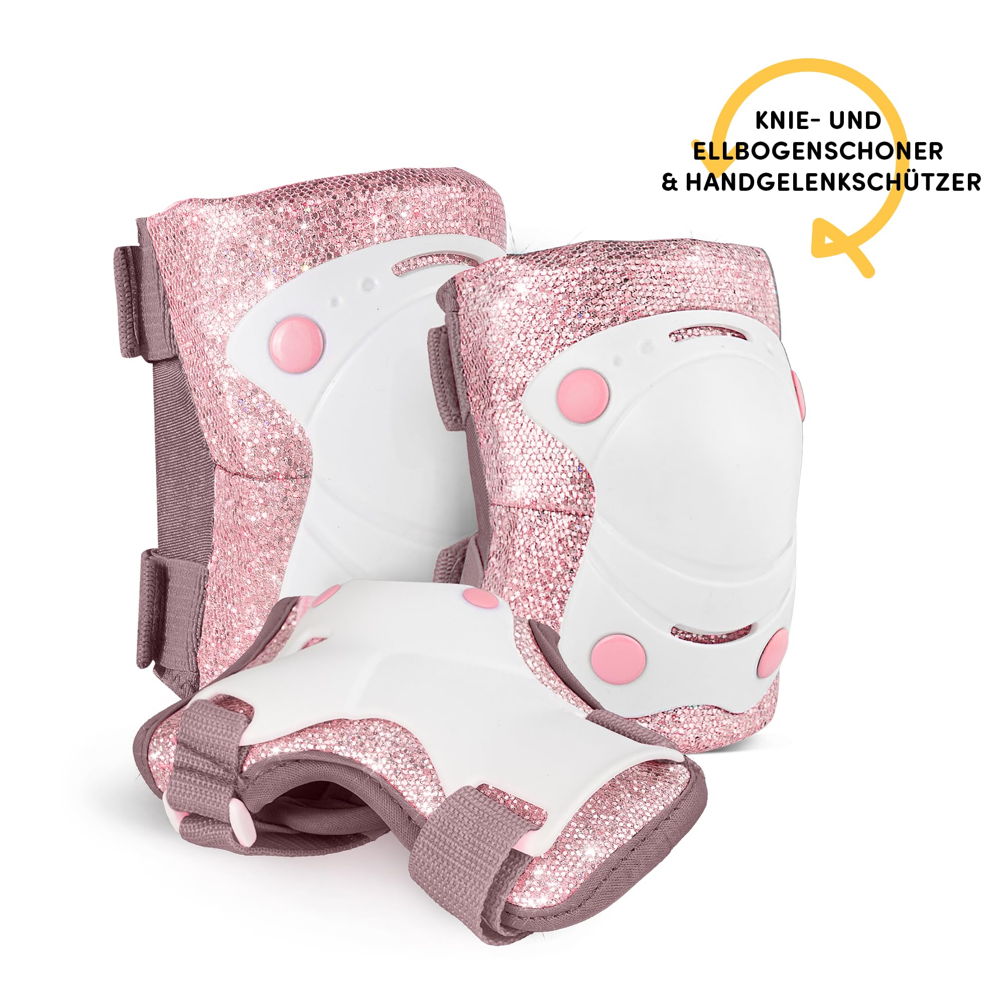 Cariboo Ballerina – Verstellbare Kinder-Inlineskates mit Schutzset (3-teilig), LED-Räder, Sicherheitsstopper, Einfaches Lernen, Glitzerdesign