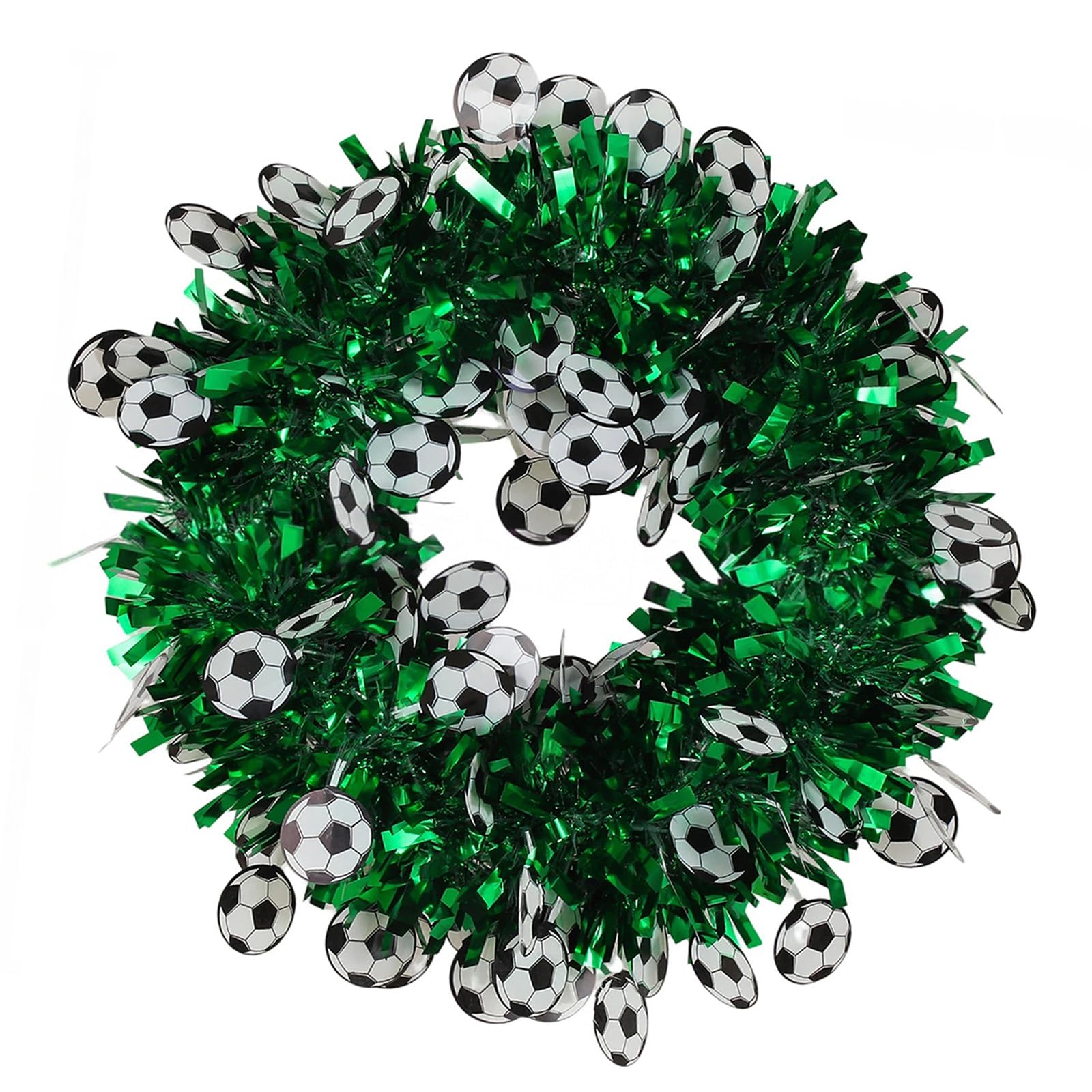 JSGHGDF Colorful Soccer Themed Wreath Metallic Tinsels Wreath Hanging Ornament for Door Wall Hallway Indoor or Outdoor Twenty Twenty Six Tournament Decorations
