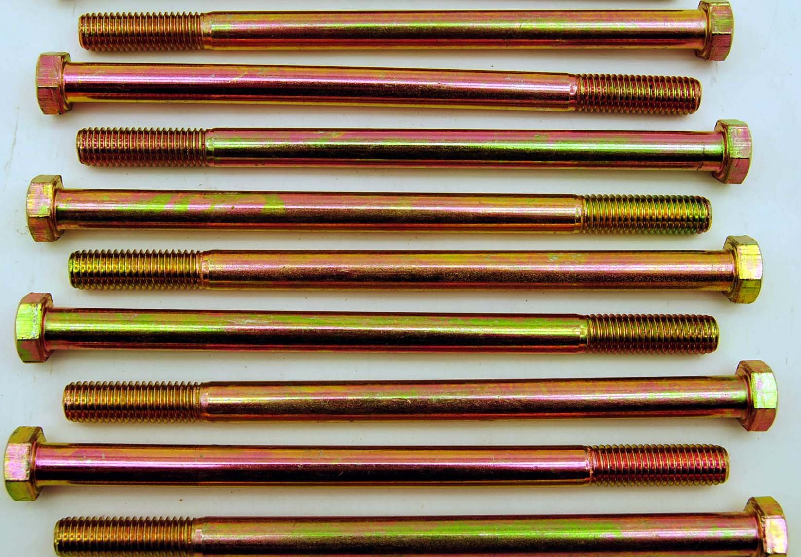 (10) Hex Head 1/2-13 x 8 Grade 8 Bolts Yellow Zinc Cap Screws