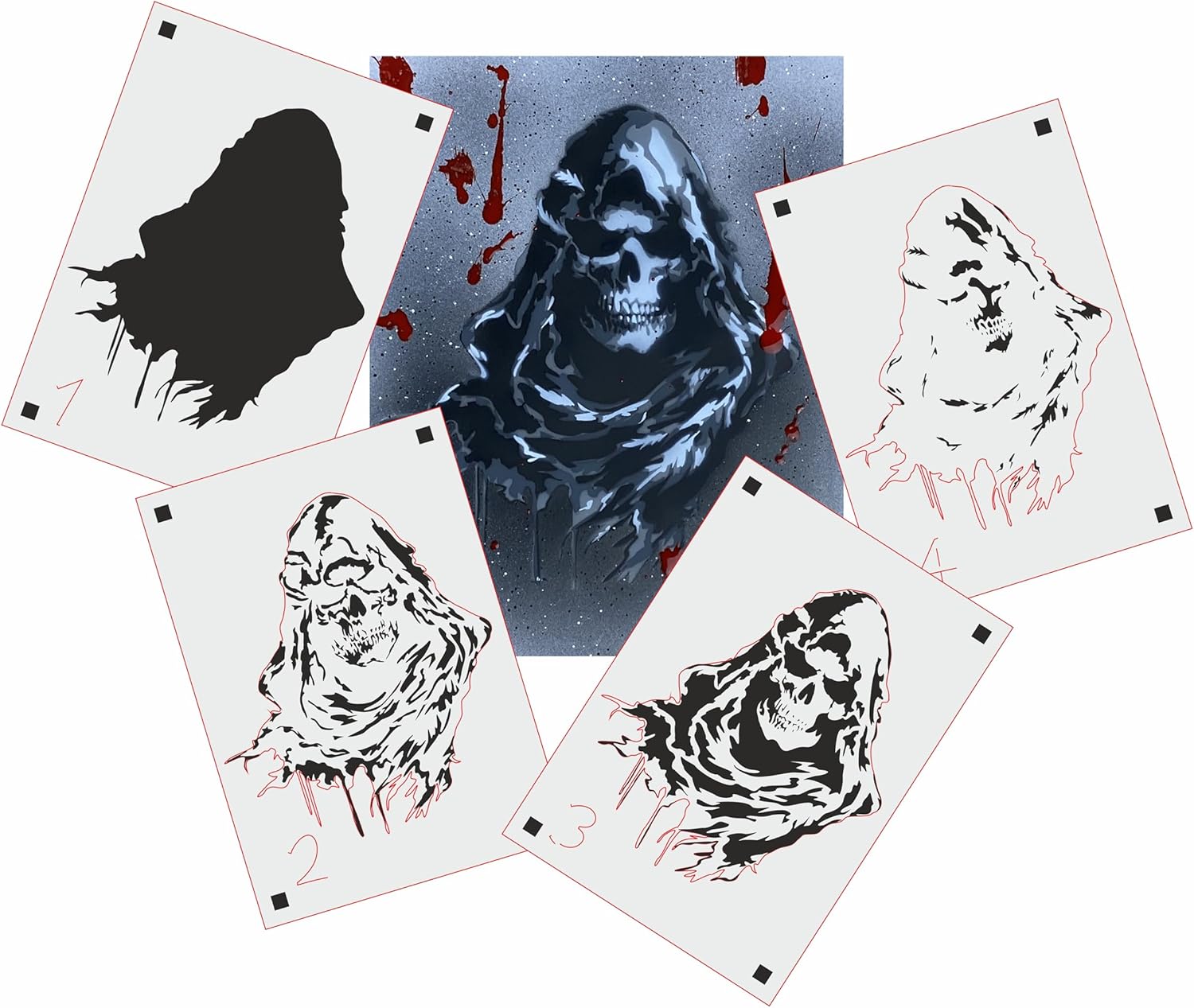 TS-009 Tattoo Style Stencil for acryl, Airbrush, Spray, Paints and Wall Paint (A3)