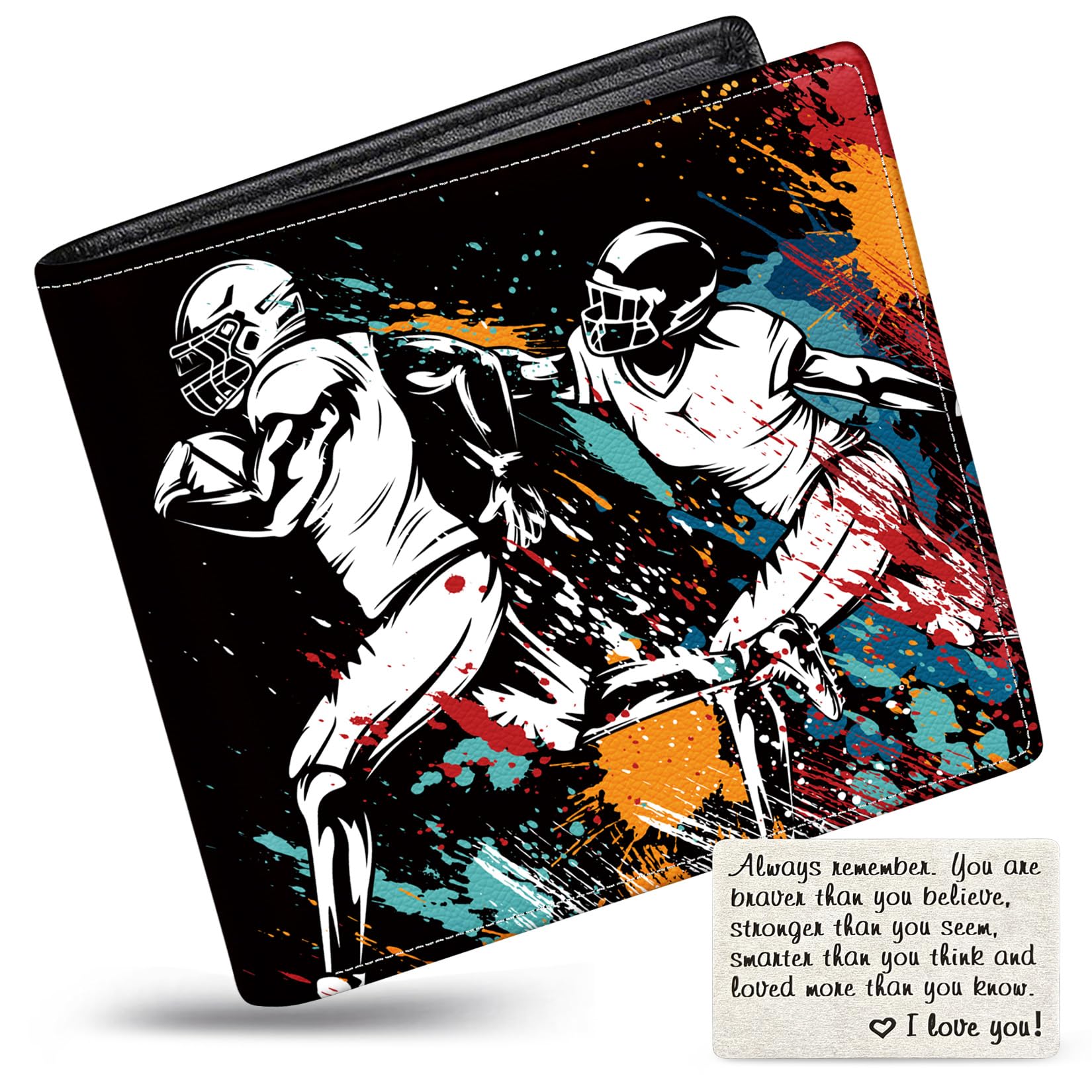 Boys Wallet for Kids, Teen Boy Athletes Wallets 9-12 8-10 8-12, Cool Novelty Leather Bifold Rfid Blocking Purse Coin Pocket Zipper Id Window for Children Men Male Youth Guys Birthday Gifts