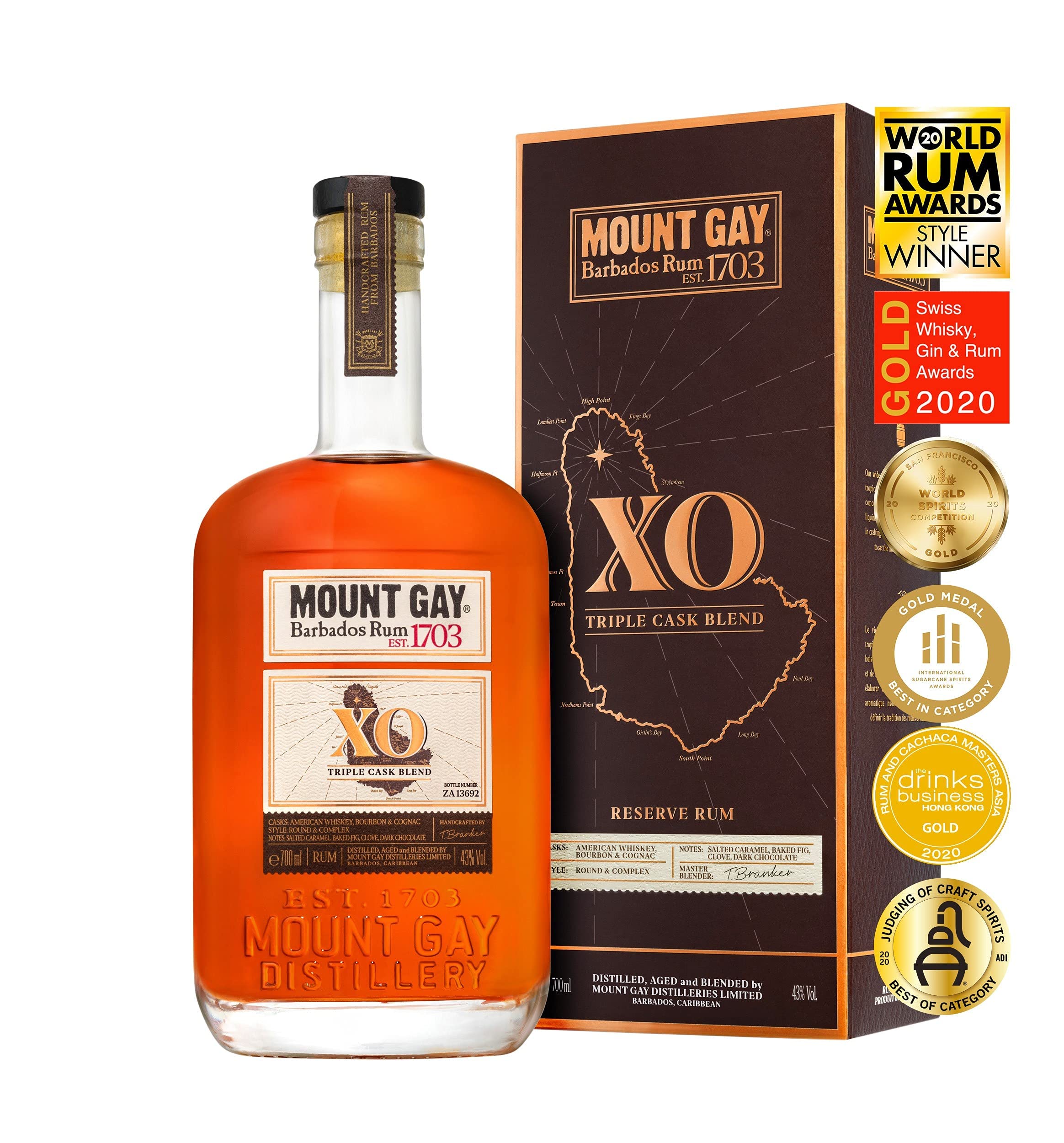 Mount Gay 1703 XO Triple Cask Blend 43% Vol. 0,7l in Giftbox