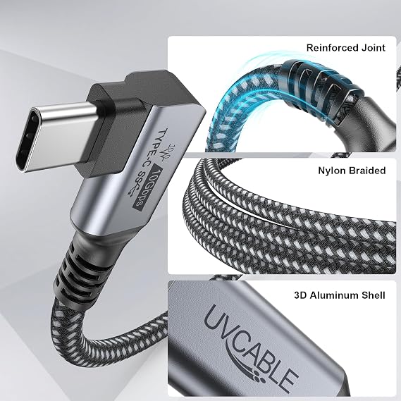 USB C 延長ケーブル 3フィート 5本パック USB Type-C 3.1 エクステンダーコード 100W 10Gbps USB C - USB C オス - メス 直角 ノートパソコン タブレット 携帯電話 Nintendo Switch用